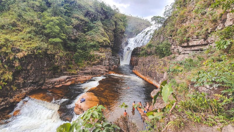 Uma das cachoeiras da Catarata dos Couros é a do Parafuso, que foi a última que conseguimos visitar. São aproximadamente 3km de trilha | Foto: Carlos Freitas