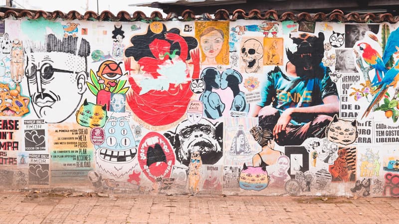 Artistas goianos receberam obras de arte, em forma de lambe-lambe, e as fixaram em um muro, que circunda um estacionamento na Avenida Tocantins, Rua 2 e Rua 9, no Centro de Goiânia  | Foto: Carla Falcão