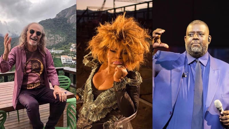 Elza Soares, Alceu Valença, a live do Grande Encontro, e Péricles estão entre os artistas que se apresentam on-line nesta semana | Foto: Montagem Aproveite | Instagram