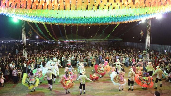 Arraiá da Assunção, na Vila Itatiaia, em Goiânia,  em 2019. Neste ano, festa junina será em formato diferente, com drive-thru de comidas típicas e sem aglomeração | Foto: Assessoria da Paróquia