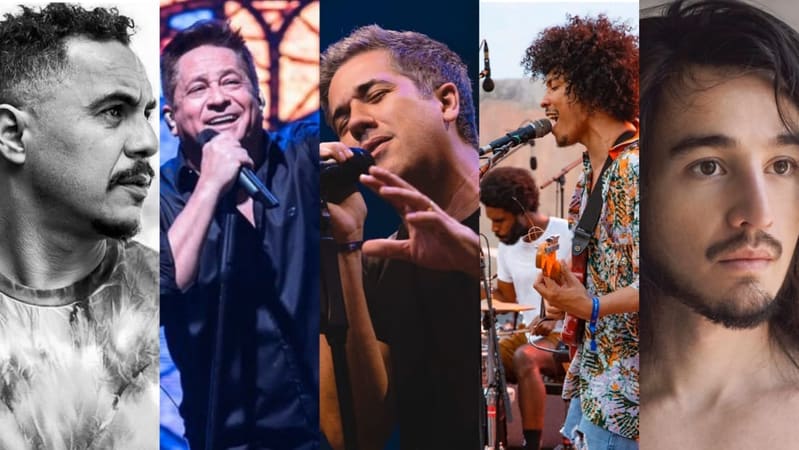 A agenda de lives da semana tem Tiago Iorc, Leonardo, Jota Quest, Marcelo D2, o Boogarins, que toca no Festival BanaLive, além de diversas outras apresentaçõe | Foto: Montagem Aproveite a cidade