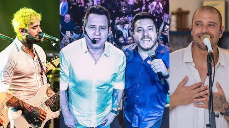 Diogo Nogueira, Bruno e Marrone e Fresno são destaques da agenda de lives, que tem muitos outros bons shows | Foto: Montagem / Aproveite a cidade