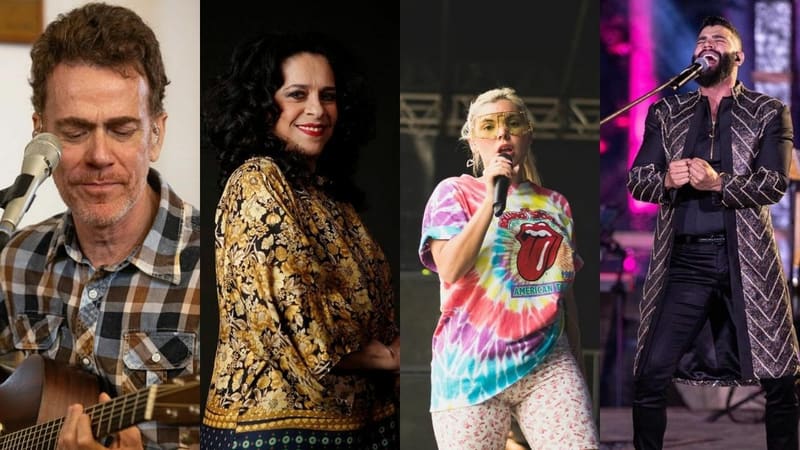 Semana tem lives de Duda Beat e Nando Reis. Ainda tem apresentação de Gal Costa e também do sertanejo Gusttavo Lima | Foto: Montagem/Reprodução Instagram Artistas