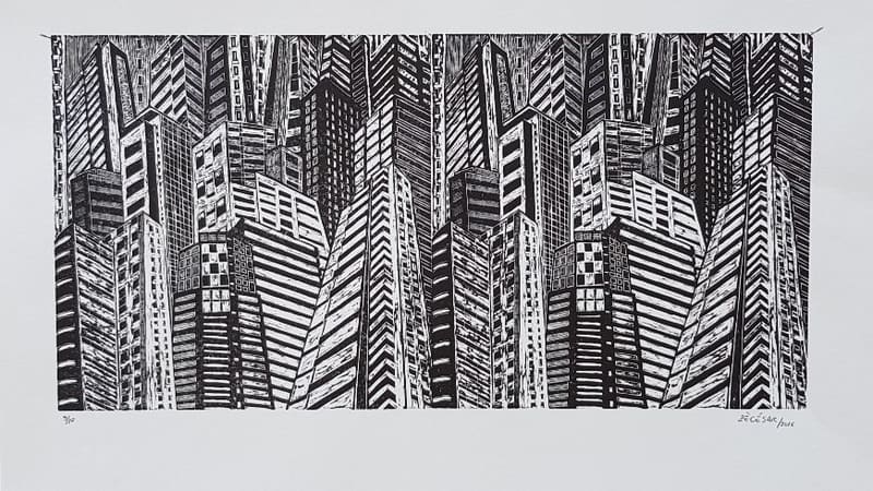 Gravura de Zé César, um dos 36 artistas com obras na exposição de um ano da Arte Plena Casa Galeria, em Goiânia | Foto: Divulgação