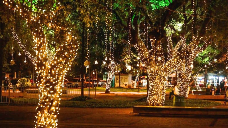 Decoração de Natal na Praça Cívica, no Centro de Goiânia. Local recebe as exibições do projeto Sexta Cultural de Natal | Foto: Governo de Goiás