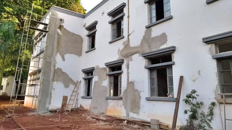 Detalhes da obra da antiga Chefatura da Polícia, no Centro de Goiânia. Iphan está investindo R$ 5,9 milhões na restauração | Foto: Ana Renata Silva Santos
