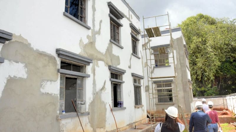 Obras da Antiga Chefatura da Polícia, em Goiânia. Revitalização deve ser entregue em junho, porém prédio só deve ser inaugurado em 2022 | Foto: Divulgação