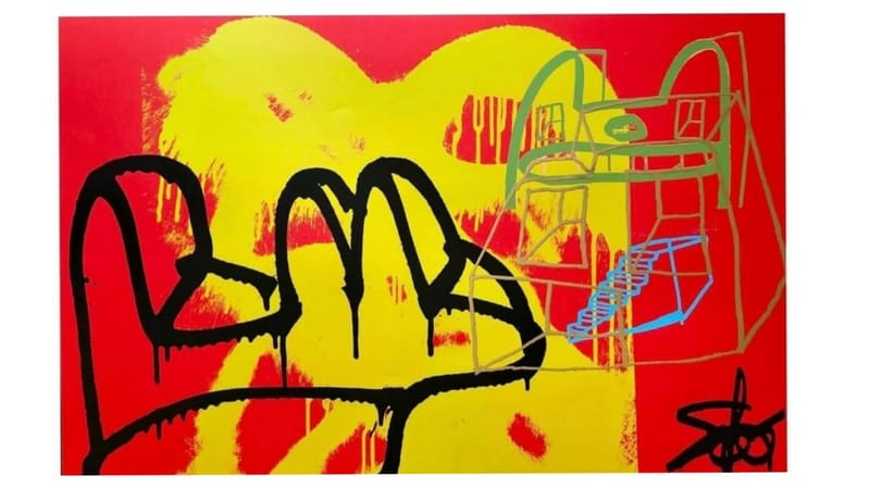 Obra de Marcelo Solá que está sendo leiloada. Ele é um dos artistas que faz parte da edição virtual do projeto Blackbook, do Festival Bananada | Foto: Reprodução Instagram Blackbook