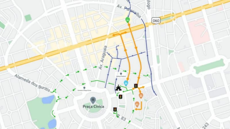 Mapa mostra mudanças que serão realizada na segunda etapa de novas rotas na região Central de Goiânia | Foto: Secom Goiânia