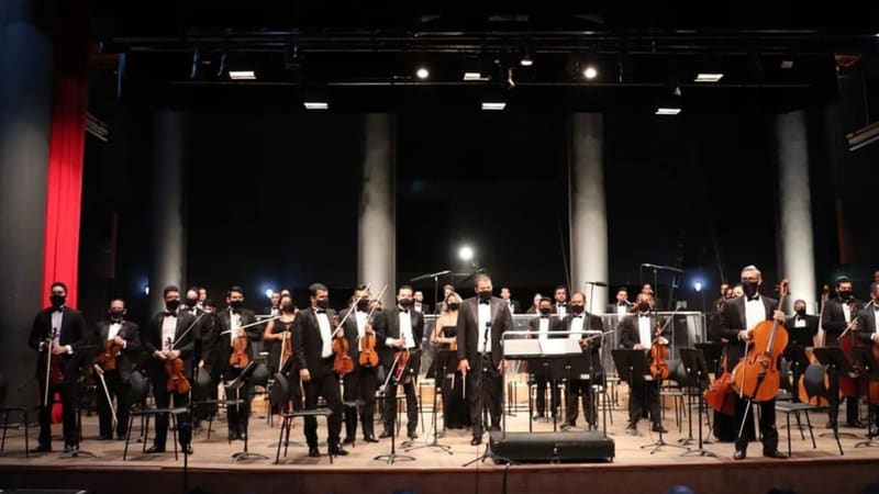 Músicos da Orquestra Sinfônica de Goiânia durante apresentação. Concerto Clássicos Sertanejos poderá ter até 350 pessoas no Teatro Goiânia | Foto: Walter Cult Foto