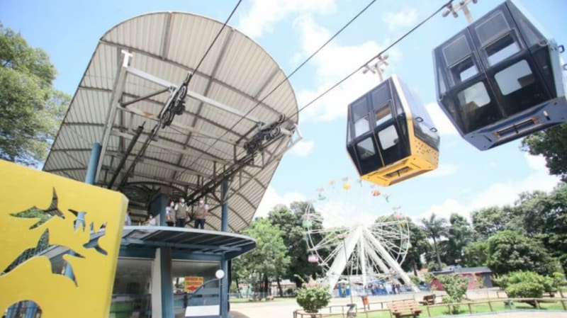 Teleférico do Parque Mutirama, quando ainda estava em funcionamento. Equipamento está parado há mais de quatro anos | Foto: Prefeitura de Goiânia
