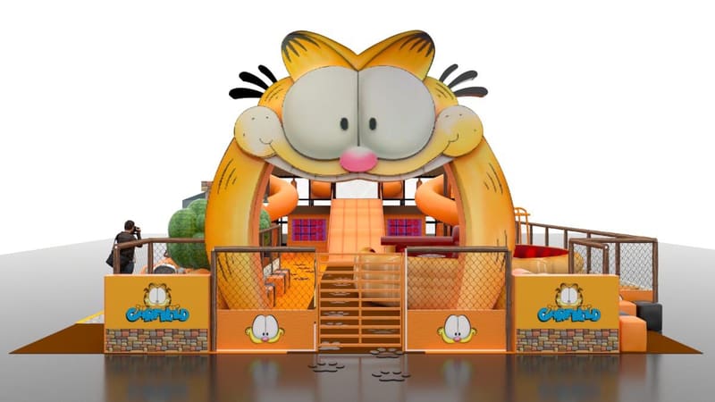 Cenário do Parque do Garfield, que chega ao Goiânia Shopping. Atração é para crianças a partir de dois anos | Foto: Divulgação