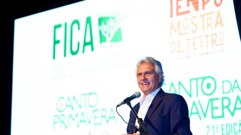 Governador Ronaldo Caiado durante evento no Teatro Goiânia que teve o lançamento da temporada 2022 da cultura em Goiás | Foto:  Júnior Guimarães