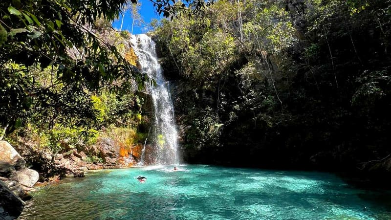 Cachoeira Santa Bárbara, na cidade de Cavalcante, em Goiás | Foto: Carlos Freitas