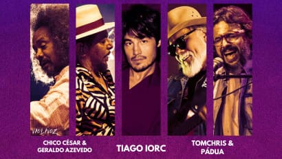 Tiago Iorc, Geraldo Azevedo, Chico César, Pádua e TomChris se apresentam no 7 de dezembro | Foto: Divulgação
