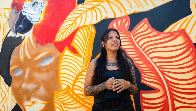 Goiânia ganha mural de grafite de 42m² da artista Mury