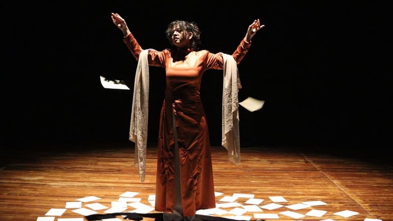 Thaise Monteiro, que acaba de chegar do XVII Festival de Poesia e Artes Performáticas, em Moçambique, compartilha que o espetáculo  propõe uma encenação como travessia | Foto: Lino Araújo