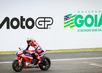Moto durante evento teste no Autódromo Internacional de Goiânia. Fan Fest acontece nas mesmas datas da corrida do MotoGP Brasil 2026, de 20 a 22 de março | Foto: Secom