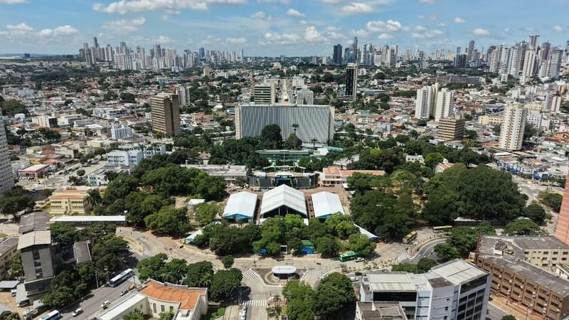 Vista aérea da Praça Cívica, no Centro de Goiânia | Foto: Nano Agência