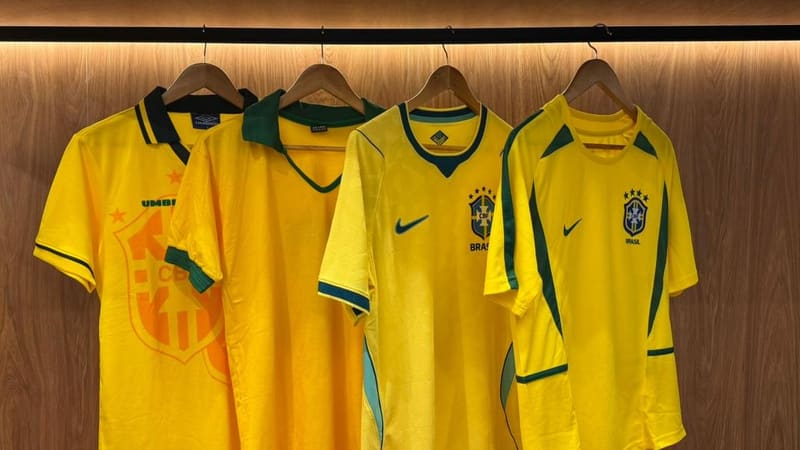 Camisas da seleção brasileira em diferentes copas do mundo | Foto: Divulgação