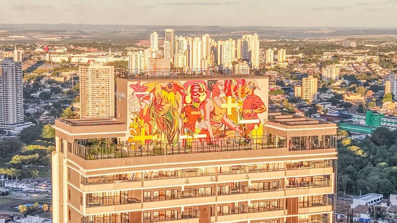 Painel de 240 metros quadrados do coletivo Bicicleta Sem Freio, em Goiânia | Foto: Divulgação/Opus