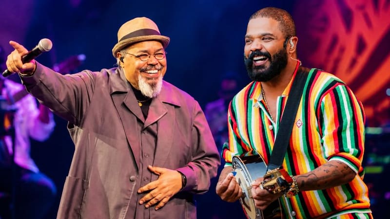 Jorge Aragão e Arlindinho se apresentam em Goiânia no dia 26 de setembro | Foto: Montagem com utilização de Inteligência Artificial